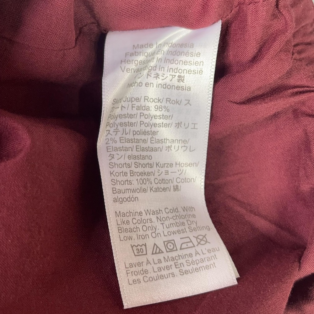 J.Crew Factory Skort Womens 2 Burgundy Stretch Twill Elastic Waist Mini Side Zip - Picture 8 of 12